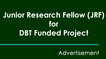 Junior Research Fellow (JRF) for DBT Funded Project