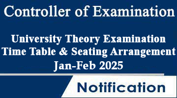 University Theory Examination Time Table & Seating Arrangement